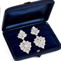 Buccellati Diamond Gold Dangle Drop Omega Clip Earrings