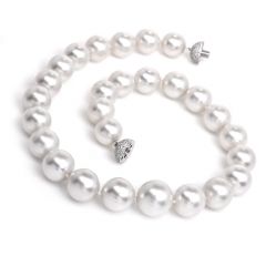 18-14mm South Sea Pearl Choker Necklace Gold diamond Clasp