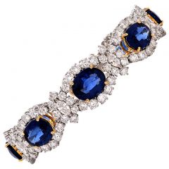 Impressive 39.68cts sapphire diamond platinum bracelet