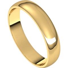 14K Yellow 4 mm Half Round Light Band Size 8.5