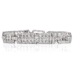 Antique Art Deco 9.36cts Asscher-cut Diamond Platinum Square Link Bracelet