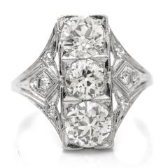 GIA Antique Old European Cut 3.40ct Diamond Platinum Ring l Antique Jewelry l Dover Jewelry 