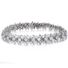 20.11ct Diamond Platinum Cluster Floral Link Bracelet