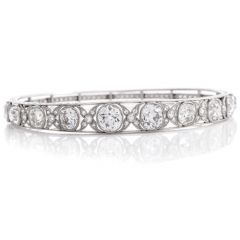  Antique Old European 10.50cts Diamond Platinum Bangle Bracelet|Dover Jewelry|