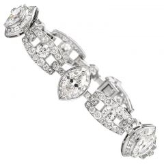 MOUAWAD Vintage Magnificent 16.02 Carats Diamond 18K White Gold Deco Bracelet