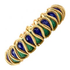 18K Italian Serpent Blue Green Enamelled Bracelet