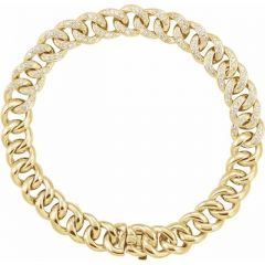 14K Yellow Gold 3/4 CTW Natural Diamond Curb 7" Bracelet
