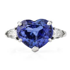 Vintage Oscar Heyman Heart Sapphire Diamond Platinum Engagement Ring