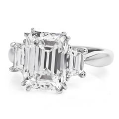 4.96 carats GIA Emerald Cut Diamond Platinum Three Stone Engagement Ring