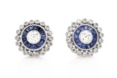 Sapphire Diamond Stud Earrings 