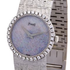 Vintage Piaget Diamond Opal Dial 18K Gold Ref 9706 Ladies Watch