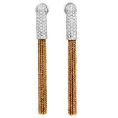 Yuri Ichihashi 3.25ct Diamond 18K Yellow Gold Platinum Woven Tassel Earrings