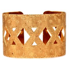 Buccellati Hand-Etched 18K Yellow Gold Open Cuff Bracelet|Dover Jewelry|