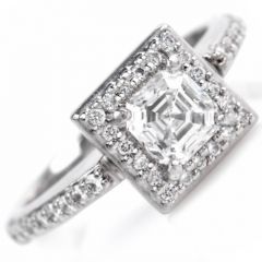 GIA Asscher Cut Diamond Platinum Engagement Ring