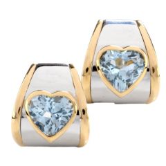 Marina B. Designer Blue Topaz Heart 18K Gold Modern Earrings