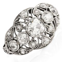Antique Deco 1.50cts Old European Cut Diamond Platinum Engagement Ring