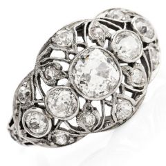 Antique Deco 1.10cts Old European Cut Diamond Platinum Engagement Ring