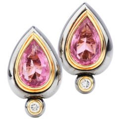 Sterle Paris Tourmaline Diamonds 18K  French Clip On Earrings