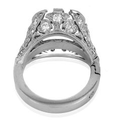 Anitque Diamond Cushion Paltinum Semi Mount Ring