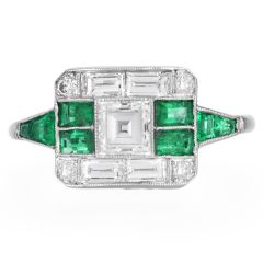 Asscher Cut Diamond 2.10cts Emerald Platinum Ring