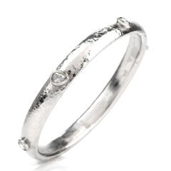Vintage Gurhan Diamond Platinum Stackable Bangle Bracelet