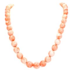 Estate 14K Gold Coral 15 mm Graduated Bead Necklace