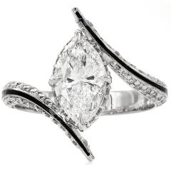 GIA Marquise 1.45ct Diamond Bypass Engagement Ring