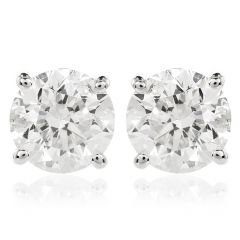 1.62 Carats Diamond 14K White Gold Studs Earrings