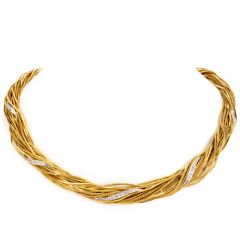 Wellendorff  Vintage DIamond 18k MultiStrand Gold Chocker Necklace