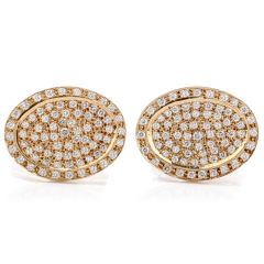 Estate Diamond 14K Yellow Gold Oval Shaped Men’s Cufflinks