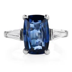 GIA Certified 6.15cts  Ceylon No Heat Natural Sapphire and Diamond Platinum Ring 