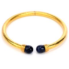 Antique LALAOUNIS Sodalite 22K Gold Textured Collar Necklace