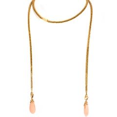 Vintage Coral 18K Gold Convertible Drop Necklace Earring Jackets