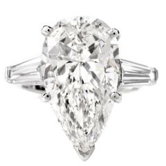 Estate GIA 6.48ct E-VVS2 Pear Diamond Platinum 3 Stone Engagement Ring