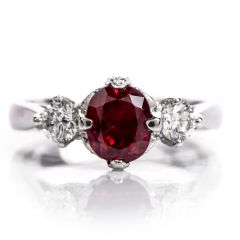Tacori Diamond 3 Stone Engagement Ruby Platinum Ring