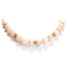 Estate Natural Angel Hair Coral 14.5mm Bead Gold Necklace