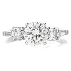 Classic GIA 2.83cts Round & Baguette Diamond Platinum Engagement Ring