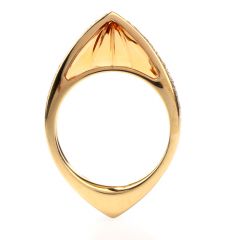  Designer IO SI Diamond Carved Quartz 18K Gold Fancy Italian Ring