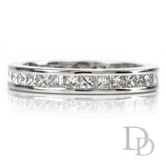 Estate Princess Cut Diamond Platinum Eternity Band Ring