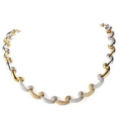 Estate Diamond High Polish 18k Yellow White Two Tone gold link Necklace