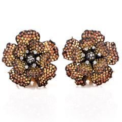 Golden Organge Sapphire 18k yellow Gold Clip Earrings
