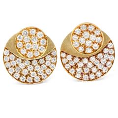 Vinatge Diamond orbital shaped 18k Yellow Gold Jacket Stud Earrings