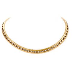 Vintage Diamond 18K Open Serpentine Link 15 Inch Choker Necklace