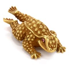 Kieselstein-Cord 18k Green Gold Frog  Clip Pin Brooch 
