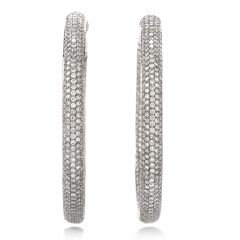 6.26 Carat Diamond Round Cut Pave Set Large 18K Gold Inside Out Hoop Earrings