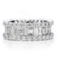 Estate 4.91 carats Diamond Baguette Wide Eternity Band Ring