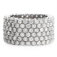 Wide 6 Row Diamond Eternity Band Ring Size 7.5