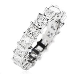 Estate Princess Diamond 4.70 carats Platinum Eternity Band Ring