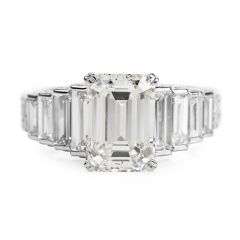 2.83ct Baguette Diamond Platinum 18K Gold Engagement Ring