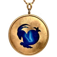 Buccellati Agate 18K Gold Zodiac Medallion Pendant 